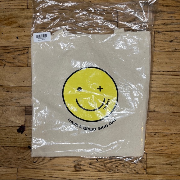 Dr. Jart Eco Reusable Canvas Happy Face Medium Tote Bag  NIB - Picture 1 of 3